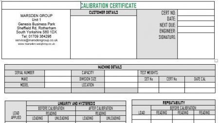 calibration certificate